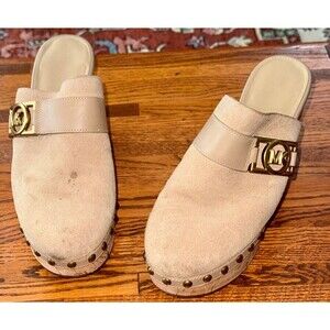 Michael Kors Tan Suede Platform Clog sandals Shoes women size 8.5M